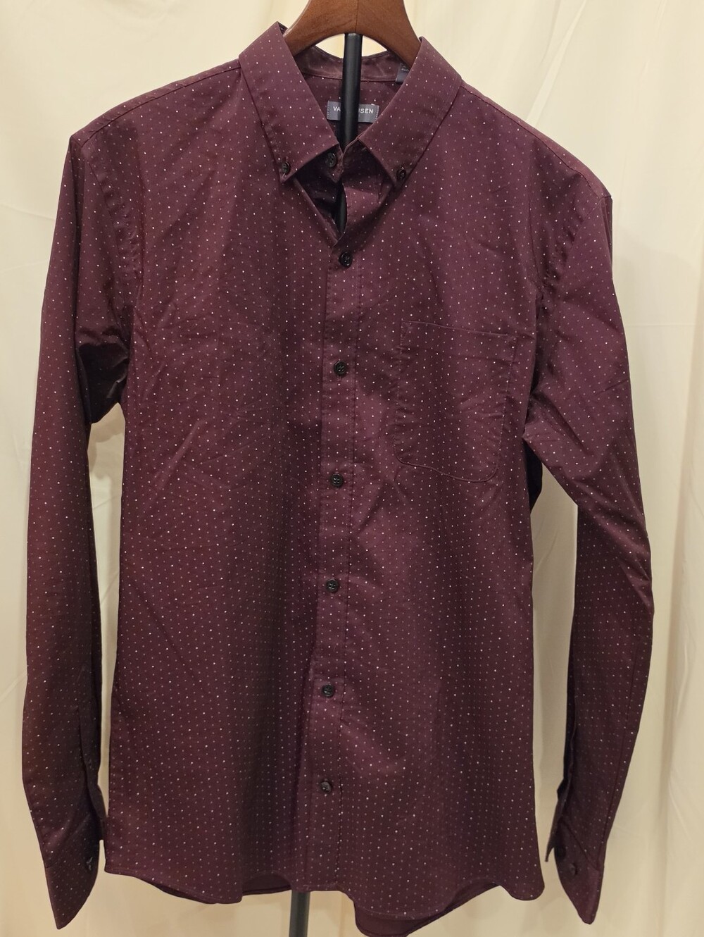 Van Heusen Extra Slim Mulberry Micro Polka Dot Dress Shirt Men’s M
